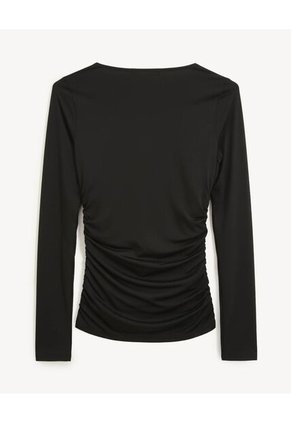 Camiseta Para Mujer Manga Larga Cuello V Color Negro Marca Seven Seven #28096479