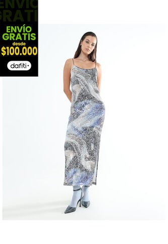 Vestido Para Mujer Manga Sisa Color Plata Marca Seven Seven #28171318 Seven Seven