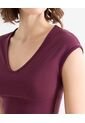 Camiseta Para Mujer Manga Corta Cuello V Color Vino Marca Seven Seven #28096511 de Seven Seven