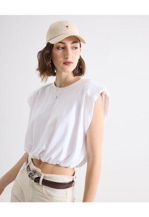 Camiseta Para Mujer Manga Sisa Cuello Redondo Color Marfil Marca Seven Seven #28096506