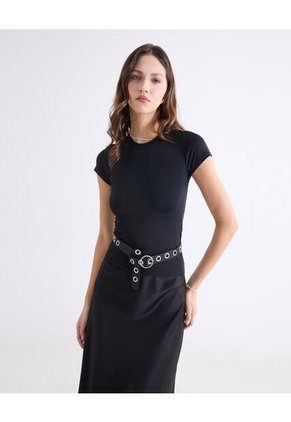 Camiseta Para Mujer Manga Corta Cuello Redondo Color Negro Marca Seven Seven #28096558