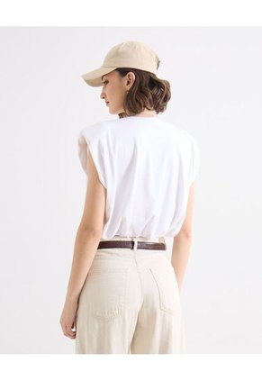 Camiseta Para Mujer Manga Sisa Cuello Redondo Color Marfil Marca Seven Seven #28096506