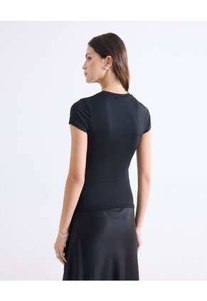 Camiseta Para Mujer Manga Corta Cuello Redondo Color Negro Marca Seven Seven #28096558