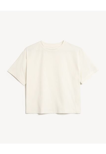 Camiseta Para Mujer Manga Corta Cuello Redondo Color Hueso Marca Seven Seven #28096570