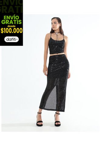 Falda Para Mujer Medio Color Negro Marca Seven Seven #28140894 Seven Seven