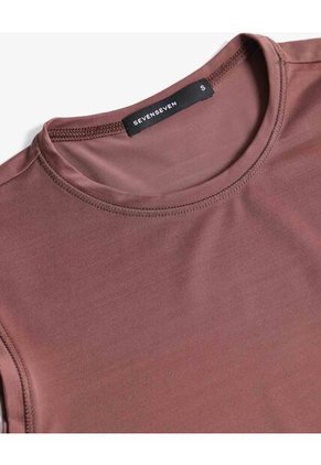 Camiseta Para Mujer Manga Sisa Moda Color Café Marca Seven Seven #28096578