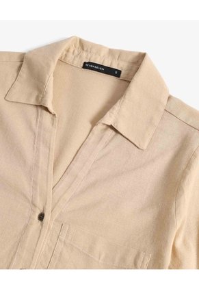 Blusa Fluida Cuello Abierto  Para Mujer Avena Seven Seven