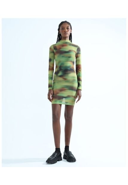 Vestido Para Mujer Manga Larga Color Verde Claro Marca Seven Seven #28171260