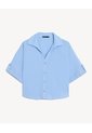 Camisa Cropped Resort Manga Corta  Para Mujer Azul Seven Seven de Seven Seven