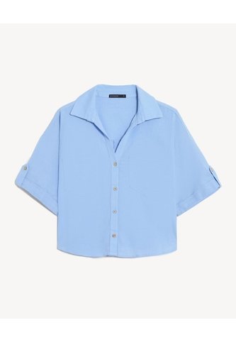 Camisa Cropped Resort Manga Corta  Para Mujer Azul Seven Seven Seven Seven