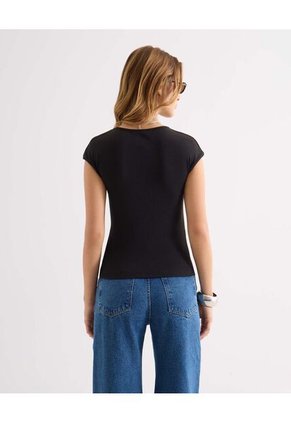 Camiseta Para Mujer Manga Corta Cuello V Color Negro Marca Seven Seven #28096586