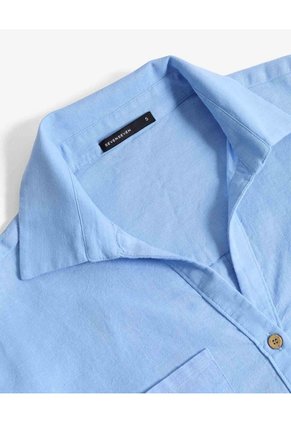 Camisa Cropped Resort Manga Corta  Para Mujer Azul Seven Seven