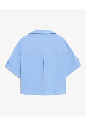 Camisa Cropped Resort Manga Corta  Para Mujer Azul Seven Seven