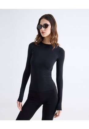 Camiseta Para Mujer Manga Larga Cuello Redondo Color Negro Marca Seven Seven #28096566