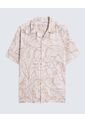 Camisa Resort Estampado De Hojas  Para Hombre Rosa Seven Seven de Seven Seven