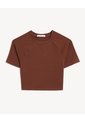 Camiseta Cropped Beisbolera  Para Mujer Café Seven Seven de Seven Seven