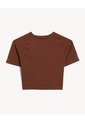 Camiseta Cropped Beisbolera  Para Mujer Café Seven Seven de Seven Seven