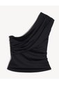 Top Drapeado Asimétrico  Para Mujer Negro Seven Seven de Seven Seven