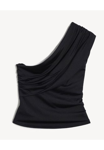 Top Drapeado Asimétrico  Para Mujer Negro Seven Seven Seven Seven