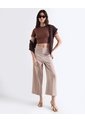 Camiseta Cropped Beisbolera  Para Mujer Café Seven Seven de Seven Seven