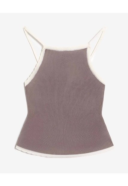 Top Tejido Sin Mangas Espalda Cruzada  Para Mujer Café Seven Seven