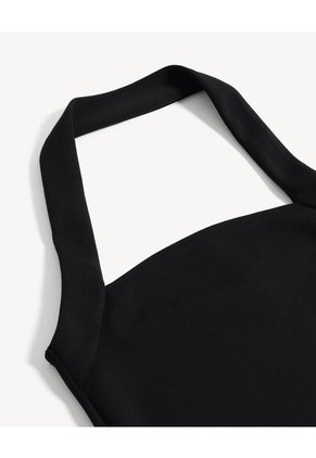 Top Halter Cuello Choker Sin Espalda Para Mujer Negro Seven Seven