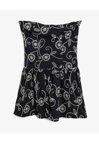 Vestido Strapless Bordado Floral  Para Mujer Negro Seven Seven Seven Seven