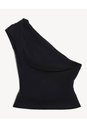 Top Drapeado Asimétrico  Para Mujer Negro Seven Seven
