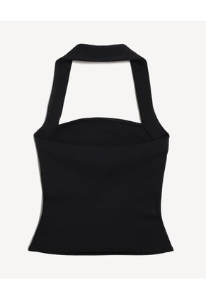 Top Halter Cuello Choker Sin Espalda Para Mujer Negro Seven Seven