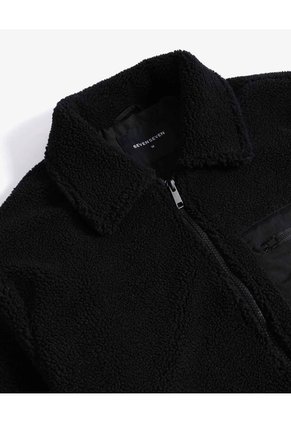 Chaqueta Afelpada Con Bolsillos  Para Hombre Negro Seven Seven