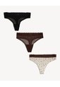 Pack Tanga X3 Con Encaje Y Malla X3 Para Mujer Negro Seven Seven de Seven Seven