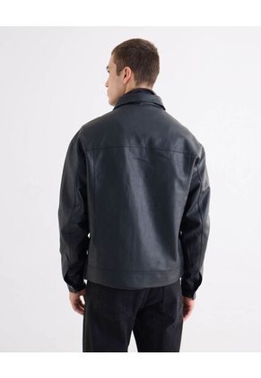 Chaqueta Harrington En Pu  Para Hombre Negro Seven Seven