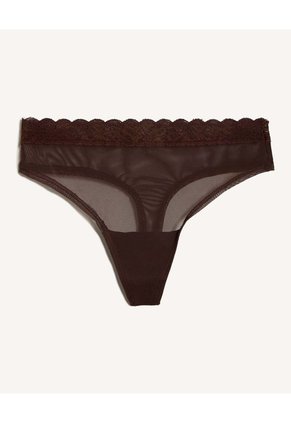 Pack Tanga X3 Con Encaje Y Malla X3 Para Mujer Negro Seven Seven