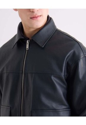 Chaqueta Harrington En Pu  Para Hombre Negro Seven Seven