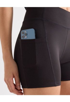 Short Biker Con Bolsillos  Para Mujer Negro Seven Seven