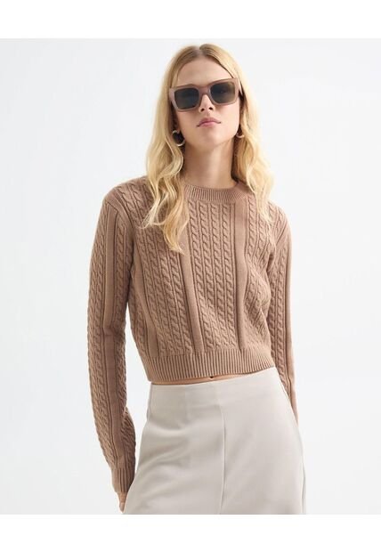 Saco Para Mujer Cuello Redondo Color Camel Marca Seven Seven #28330662