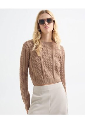 Saco Para Mujer Cuello Redondo Color Camel Marca Seven Seven #28330662