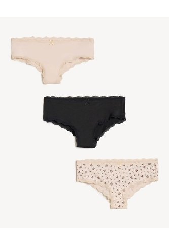 Pack Hipster X3 Con Encaje Y Lazo X3 Para Mujer Crema Seven Seven Seven Seven