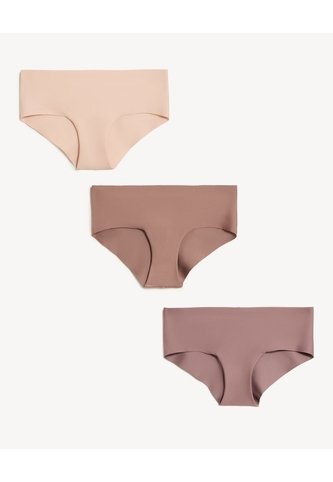 Pack Cachetero X3 Sin Costura Cobertura Media X3 Para Mujer Crema Seven Seven Seven Seven