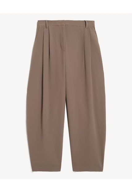 Pantalón Barrel Fit Pinzas Frontales  Para Mujer Café Seven Seven