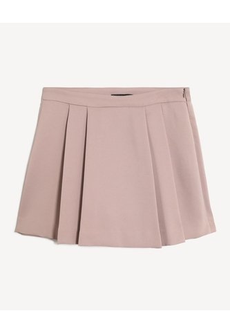Falda Mini Plisada Tiro Medio  Para Mujer Beige Seven Seven Seven Seven
