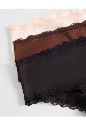 Pack Hipster X3 Con Encaje X3 Para Mujer Crema Seven Seven