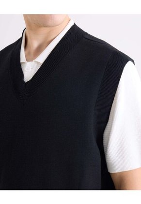 Chaleco Para Hombre Punto Color Negro Marca Seven Seven #45250012