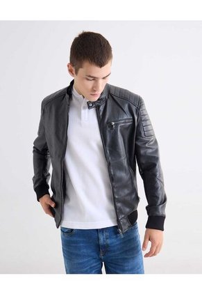 Chaqueta Para Hombre Pu Color Negro Marca Seven Seven #45080513