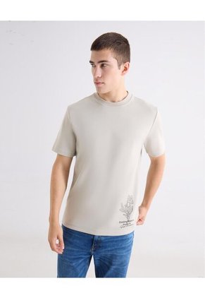 Camiseta Para Hombre Manga Corta Cuello Redondo Color Beige Marca Seven Seven #45098247