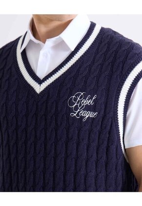 Chaleco  Para Hombre Punto Color Azul Marca Seven Seven #45250014