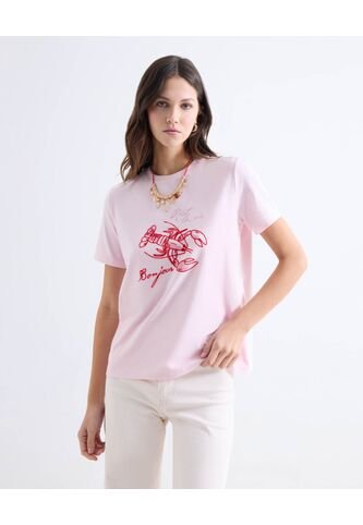 Camiseta  Para Mujer Manga Corta Cuello Redondo Color Rosa Marca Seven Seven #28097544 Seven Seven