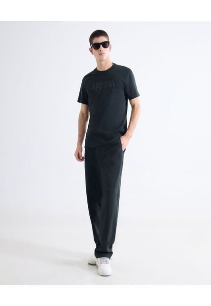 Pantalón Straight Texturizado  Para Hombre Negro Seven Seven