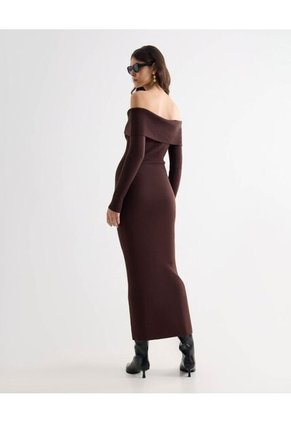 Vestido Largo Tejido Off Shoulder  Para Mujer Morado Seven Seven