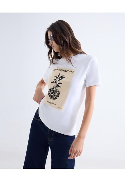 Camiseta Estampada Contemporary Art  Para Mujer Blanco Seven Seven